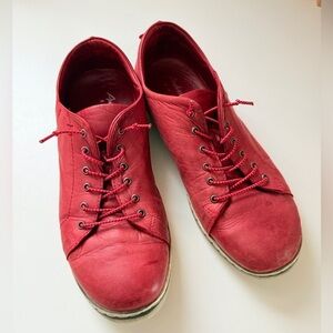 Andrea Conti Red Leather Lace-Up Sneakers | Made in Europe